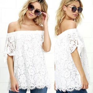 Elegant boat neck strapless white lace crochet